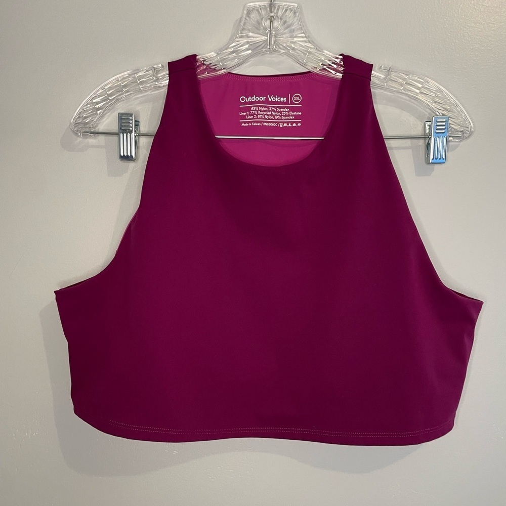 Outdoor Voices Women's XXL Zoom Crop Top Grape Jam Racerback EUC